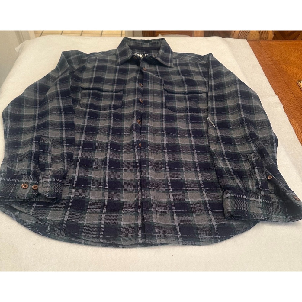Mossimo Supply Co Mens Plaid Flannel Shirt Large L Gray Black Button Down Cotton